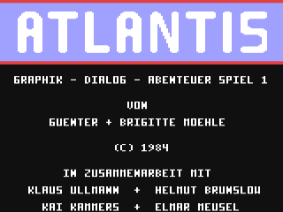 Atlantis title screen for Commodore 64